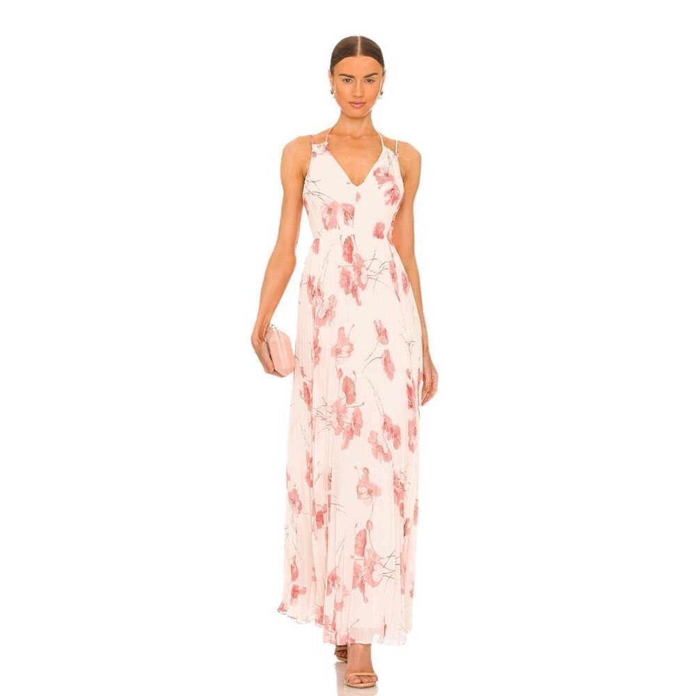 Bcbgmaxazria Tossed Poppies Maxi Dress In Sheer Pink Combo